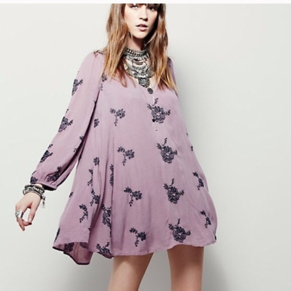Free People Lavender Floral Mini Dress